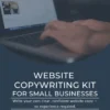 Cover image for Launchpad Web Designs' Website Copywriting Kit for Small Businesses, depicting hands typing on a laptop with a blog post interface, helping users write clear and confident website copy without experience.