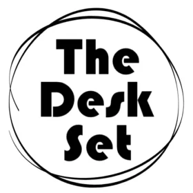 The words The Desk Set surrounded by an abstract pencil circle.