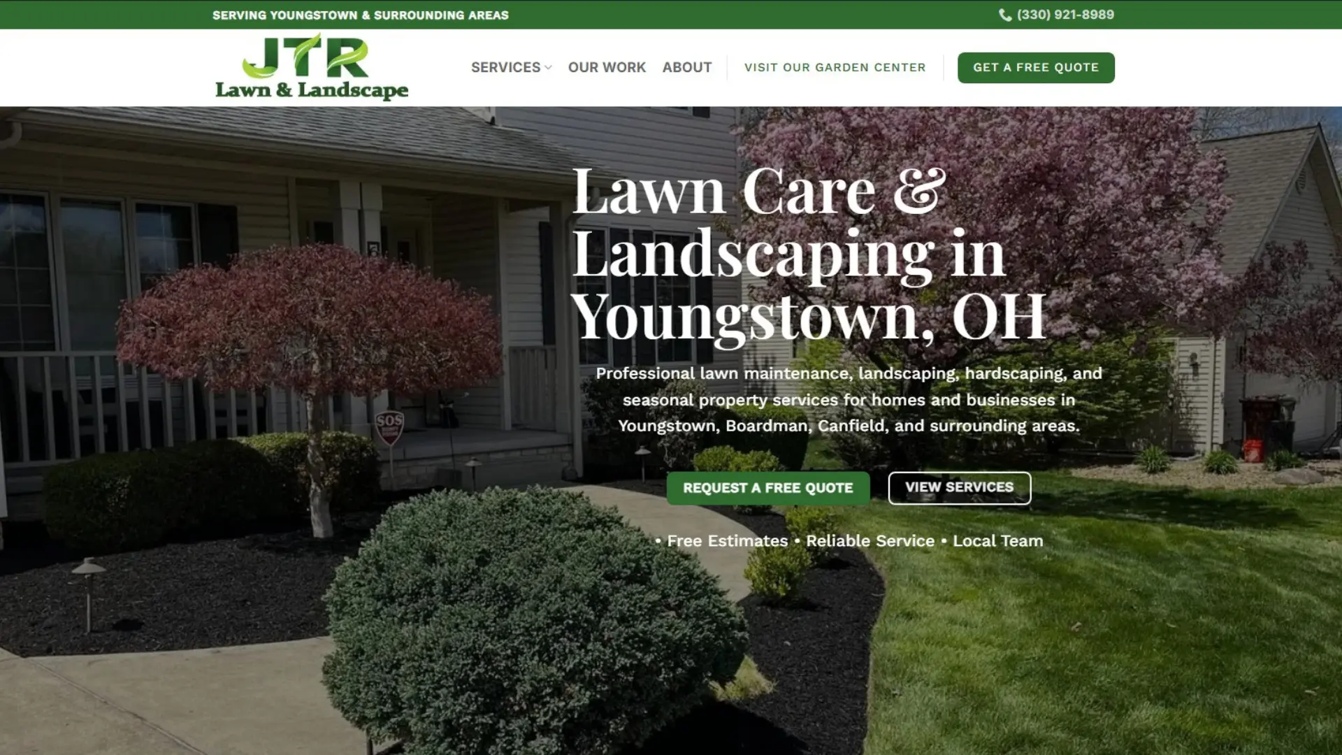 Modern WordPress website redesign for JTR Lawn & Landscape by LaunchPad Web Designs with improved layout, branding, and user experience