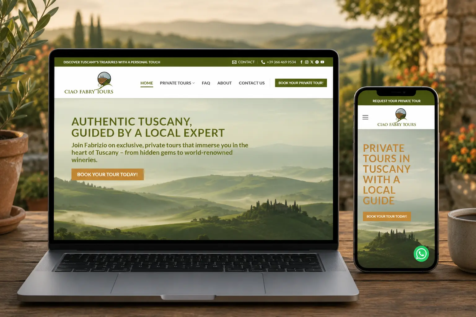 Ciao fabry tours desktop mobile website