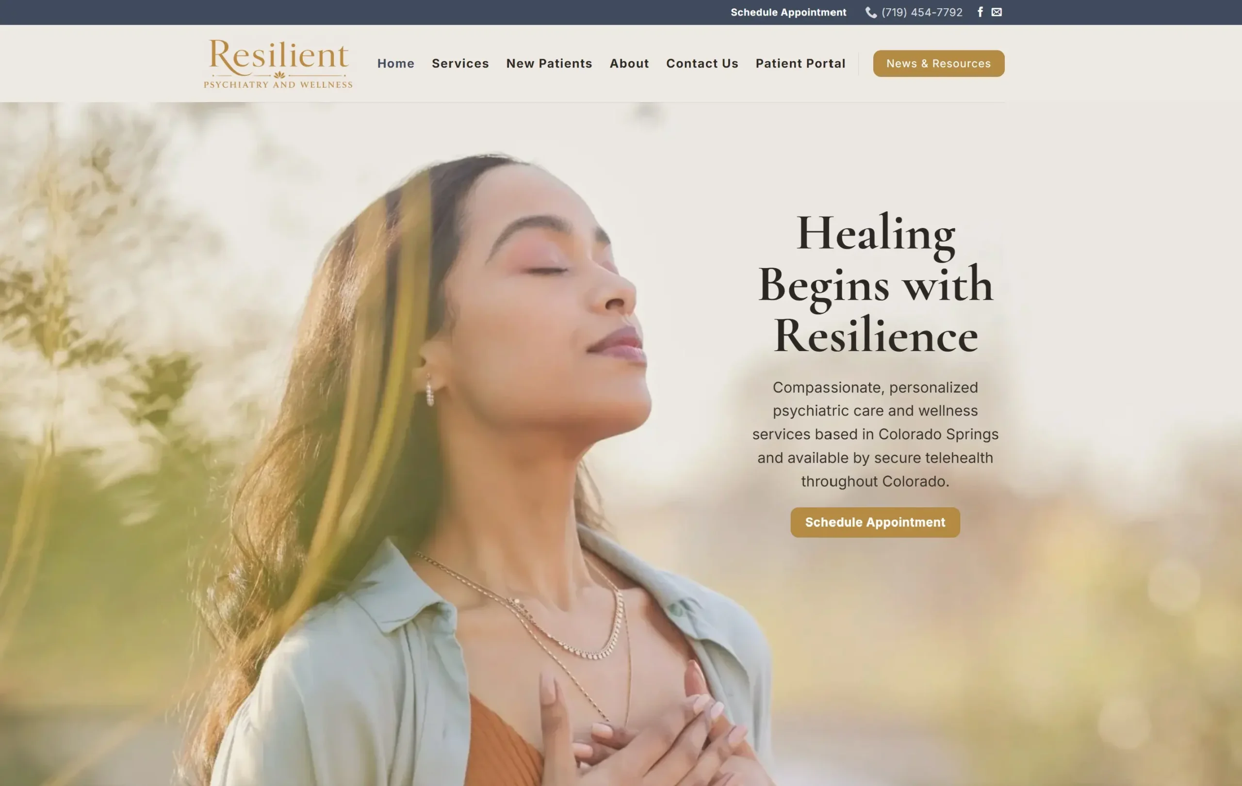 Resilient Psychiatry and Wellness website design and development